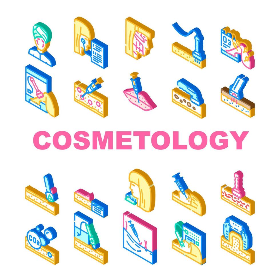 Cosmetology Treatment Procedure Icons Set Vector