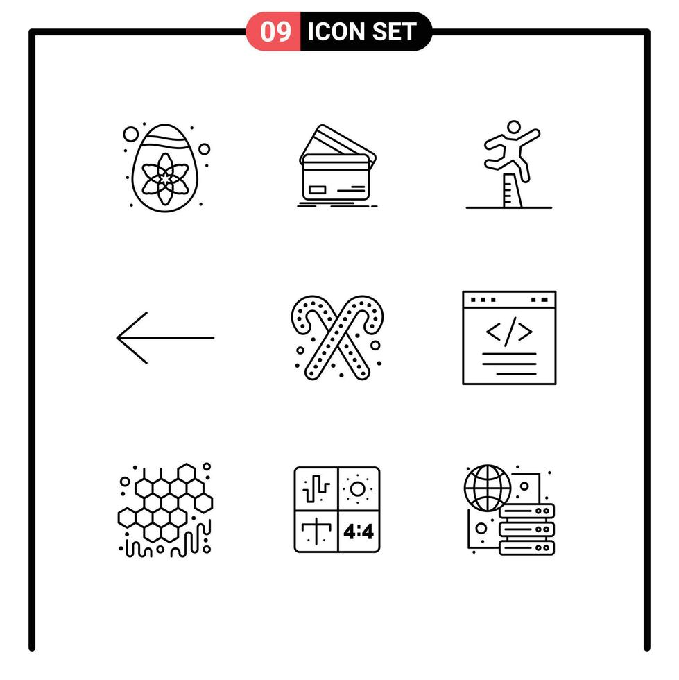 Set of 9 Modern UI Icons Symbols Signs for candy cane arrow money steeplechase runner Editable Vector Design Elements