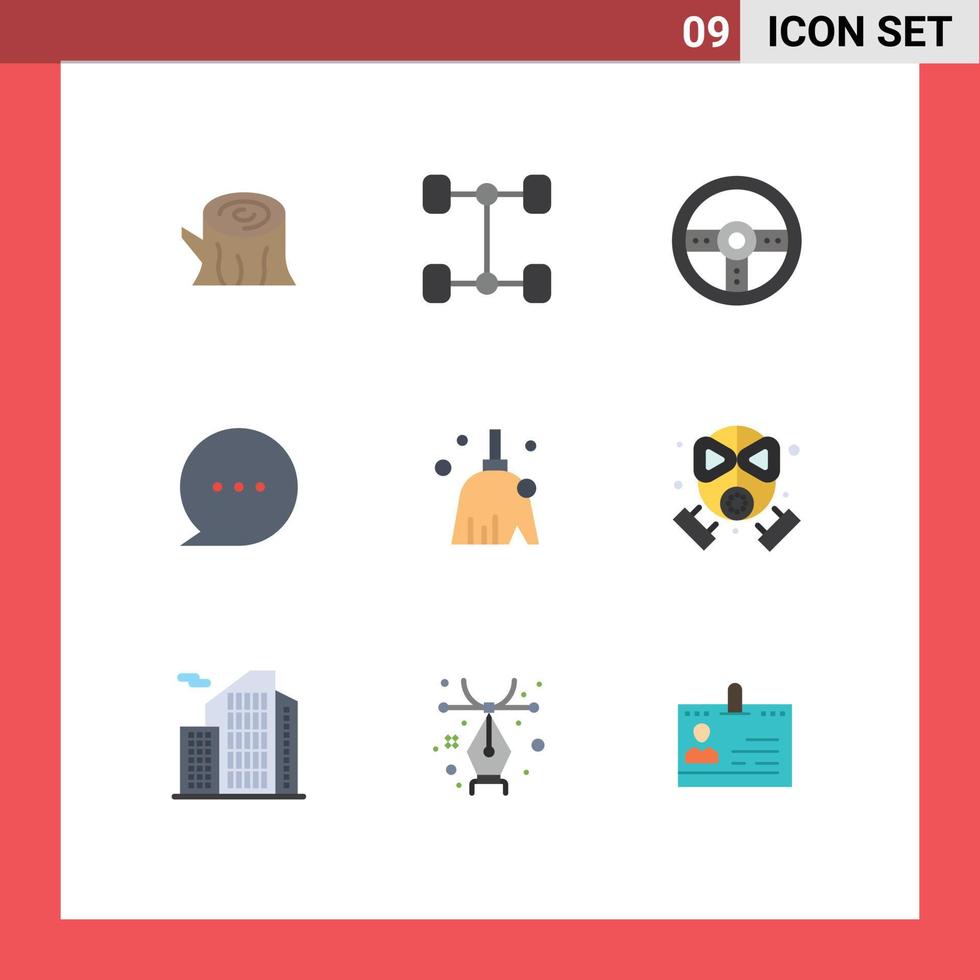 Modern Set of 9 Flat Colors Pictograph of fire cleaning game clean comment Editable Vector Design Elements