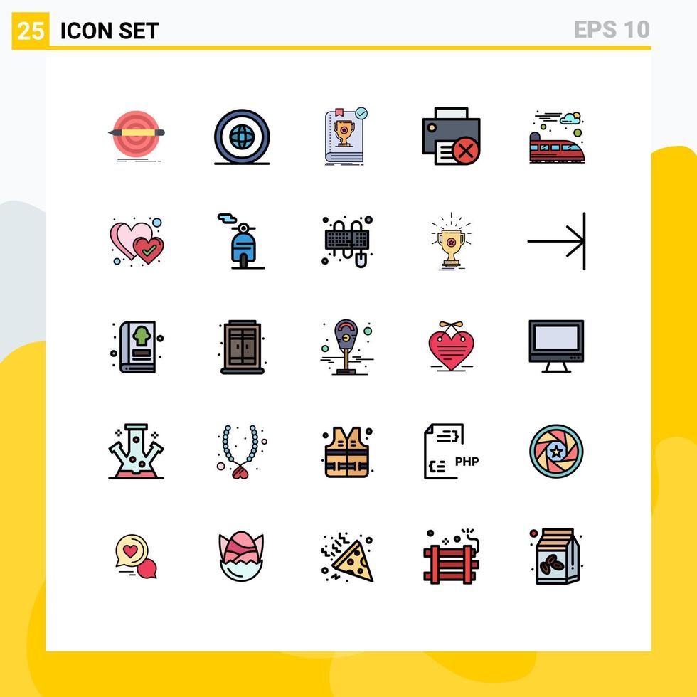 Modern Set of 25 Filled line Flat Colors Pictograph of gadget computers international rules leader Editable Vector Design Elements