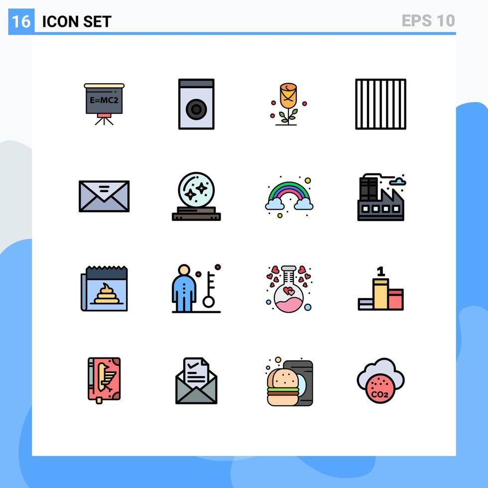 16 iconos creativos signos y símbolos modernos de bandeja de entrada de mensajes fideos de sobres de amor elementos de diseño de vectores creativos editables