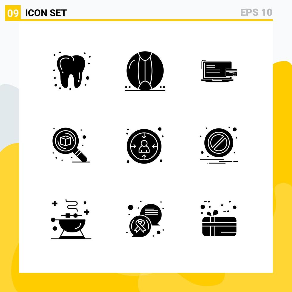 Set of 9 Modern UI Icons Symbols Signs for zoom search payment detail online payment Editable Vector Design Elements