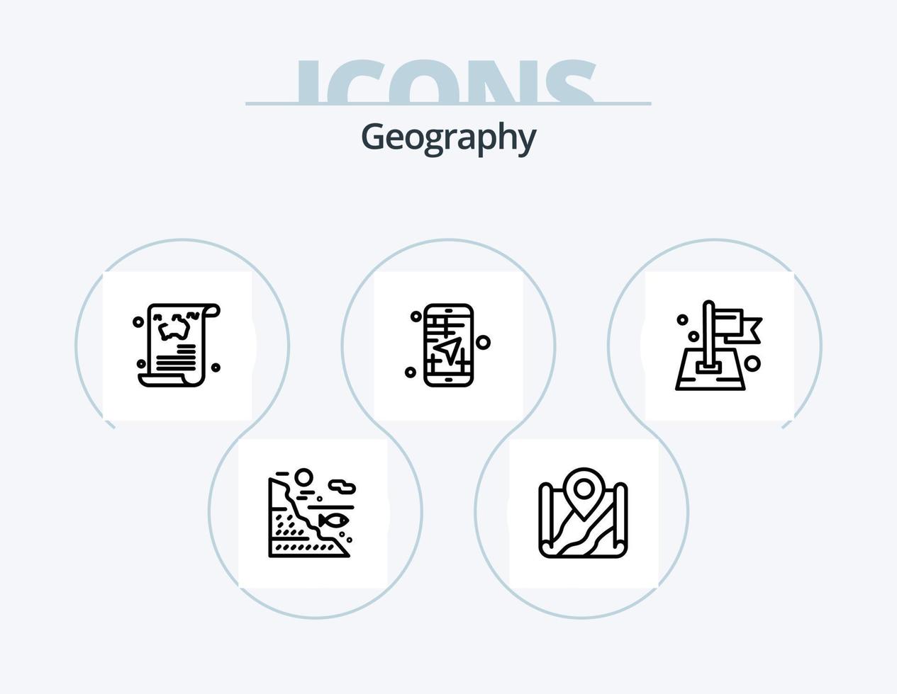 Geo Graphy Line Icon Pack 5 Icon Design. map. route. travel. destination. guide vector