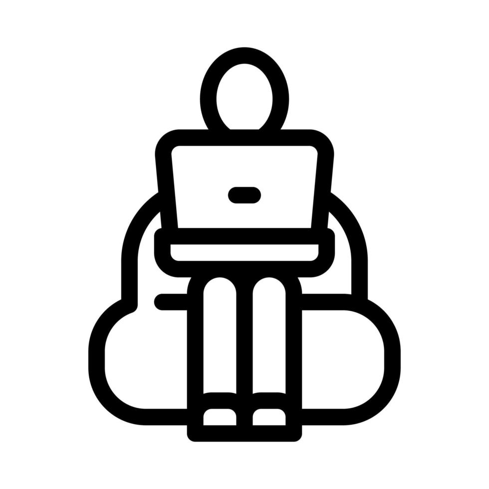employee working with laptop icon vector outline illustration