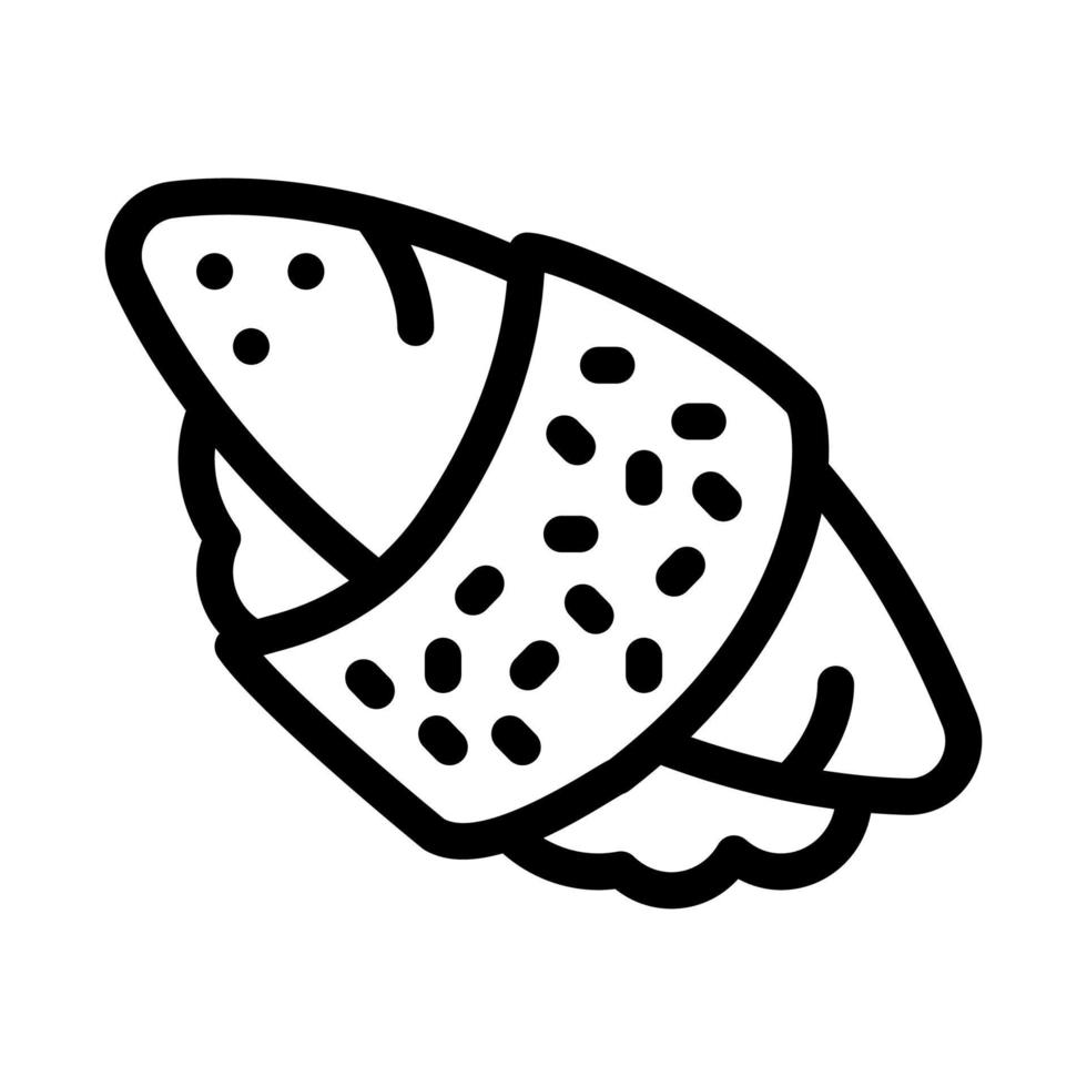 rollo de sushi arroz pescado carne icono vector contorno ilustración