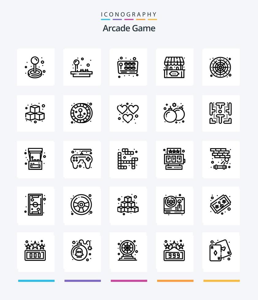 Creative Arcade 25 OutLine icon pack  Such As fun. play. ticket office. game. lucky vector