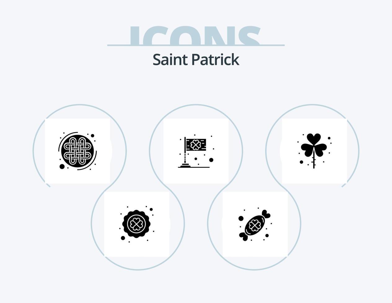 Saint Patrick Glyph Icon Pack 5 Icon Design. day. irish. celtic knot. flag. day vector