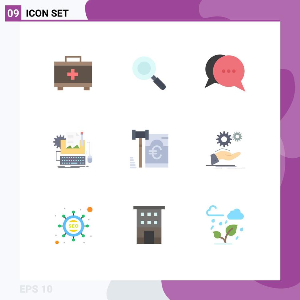 User Interface Pack of 9 Basic Flat Colors of security gdpr messages keyboard computer Editable Vector Design Elements