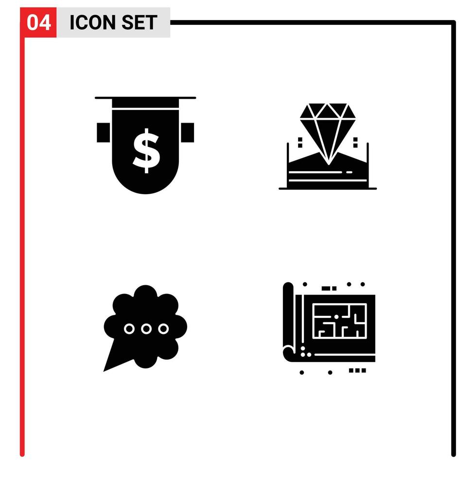 Set of Modern UI Icons Symbols Signs for badges bubble dollar diamond comment Editable Vector Design Elements