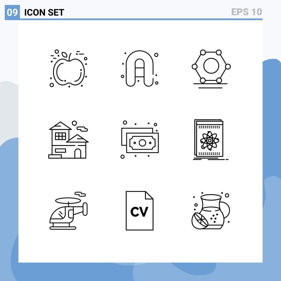 9 Creative Icons Modern Signs and Symbols of application money super connected finance real estate Editable Vector Design Elements