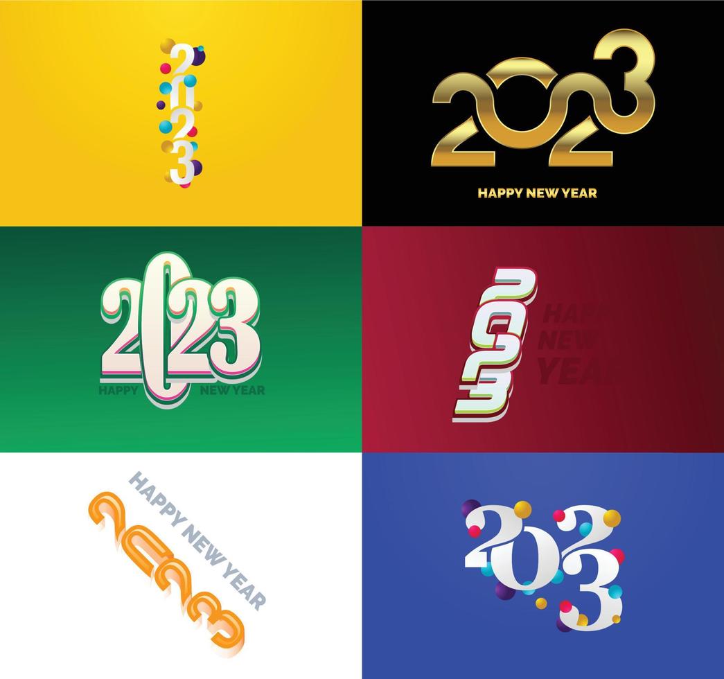 gran conjunto de 2023 feliz año nuevo diseño de texto de logotipo plantilla de diseño de número 2023 vector