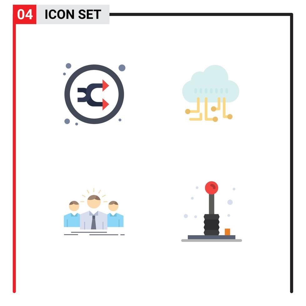 Set of 4 Commercial Flat Icons pack for arrow career random manage entrepreneur Editable Vector Design Elements