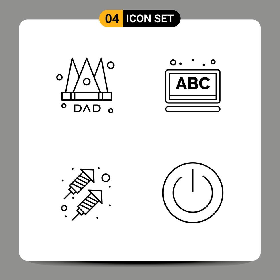 Set of 4 Commercial Filledline Flat Colors pack for crown party king online basic Editable Vector Design Elements