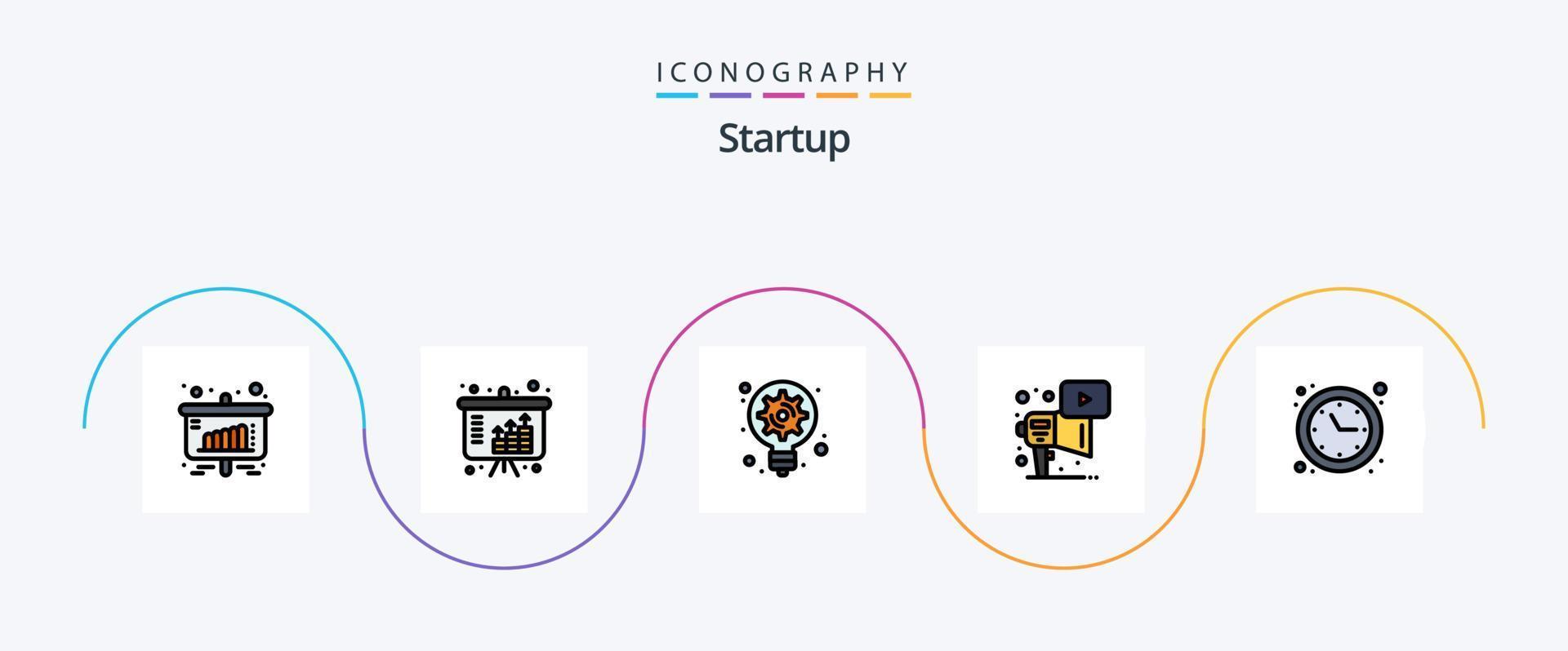 paquete de iconos de 5 planos llenos de línea de inicio que incluye optimización. tocar. generación. megáfono. publicidad vector