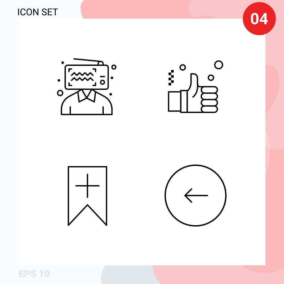 Line Pack of 4 Universal Symbols of blogger tag influencer hand interface Editable Vector Design Elements