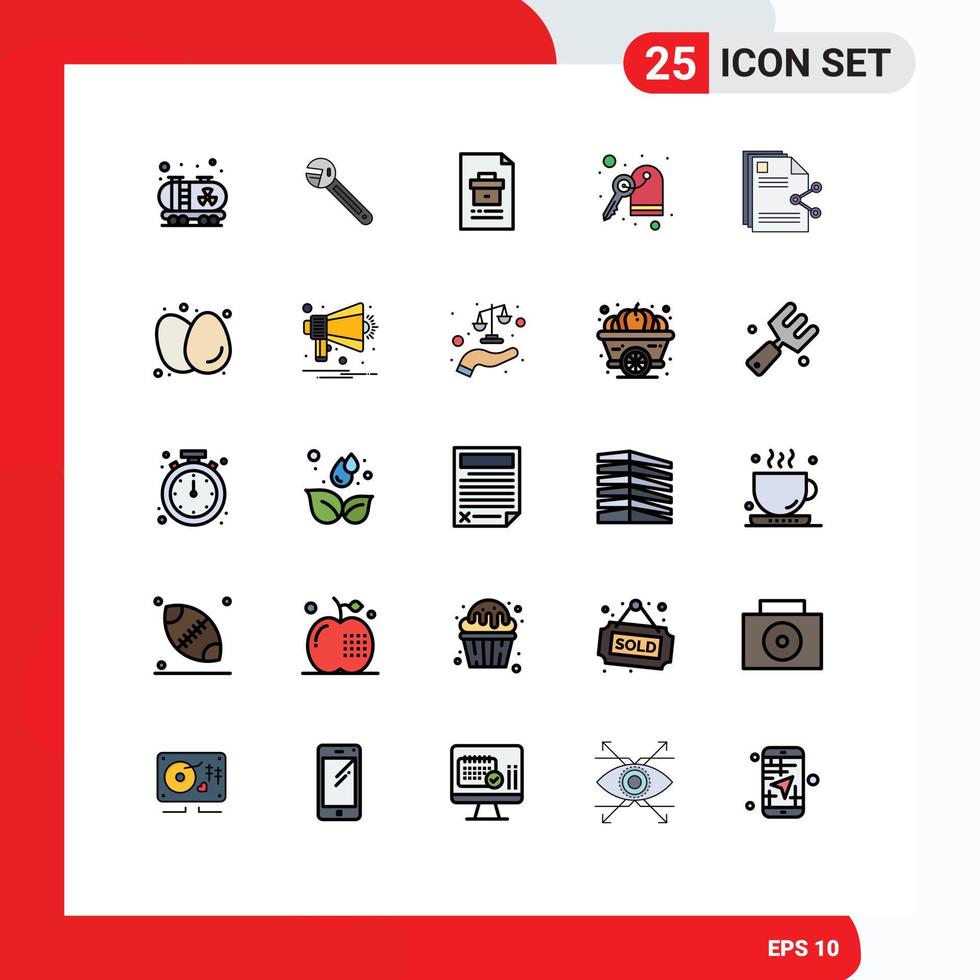 paquete de iconos de vector de stock de 25 signos y símbolos de línea para elementos de diseño de vector editables de informe clave de negocio de sala de archivos