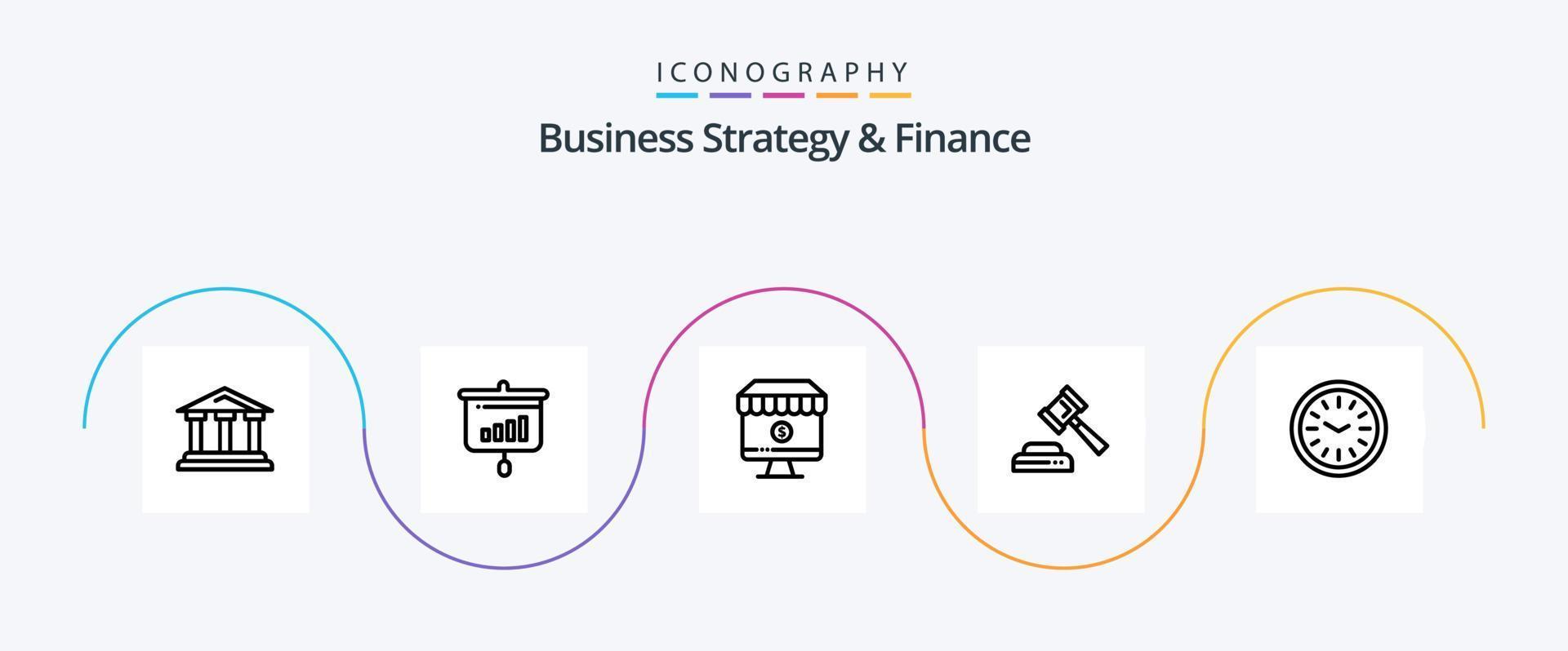 Business Strategy And Finance Line 5 Icon Pack Including commerce. computer . presentation . online . vector