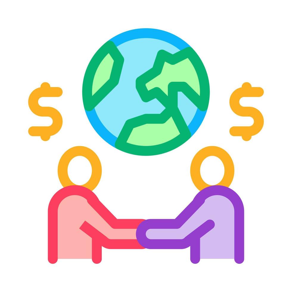 international partnership businessman handshake icon vector outline illustration