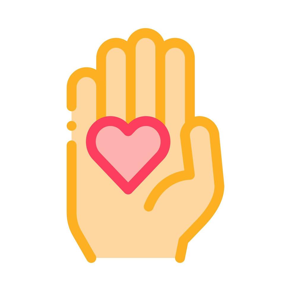 heart on palm icon vector outline illustration