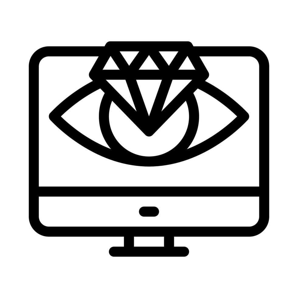 diamond vision computer screen icon vector outline illustration