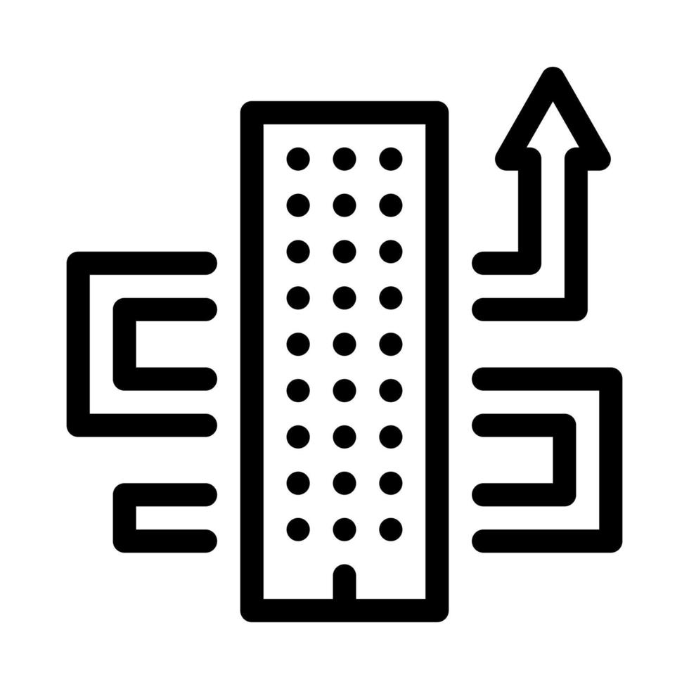 skyscraper and growing arrow icon vector outline illustration