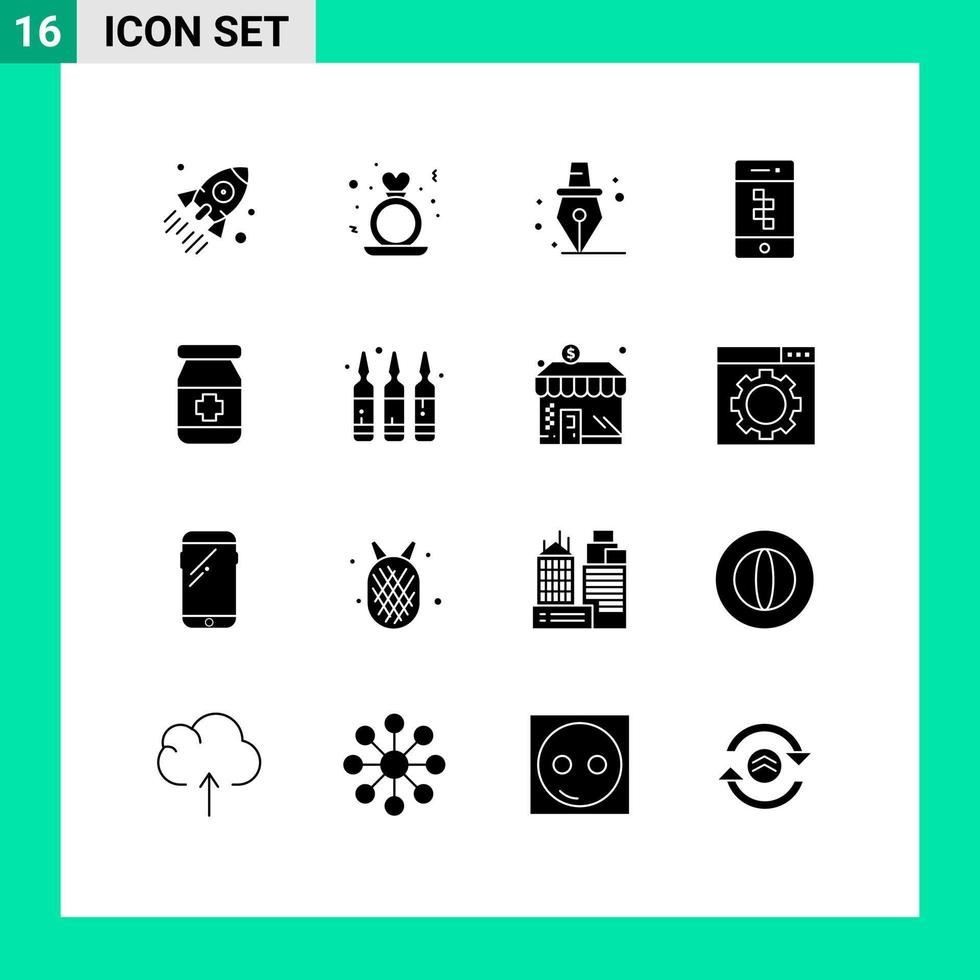 Stock Vector Icon Pack of 16 Line Signs and Symbols for antidote smartphone ring communications school Editable Vector Design Elements