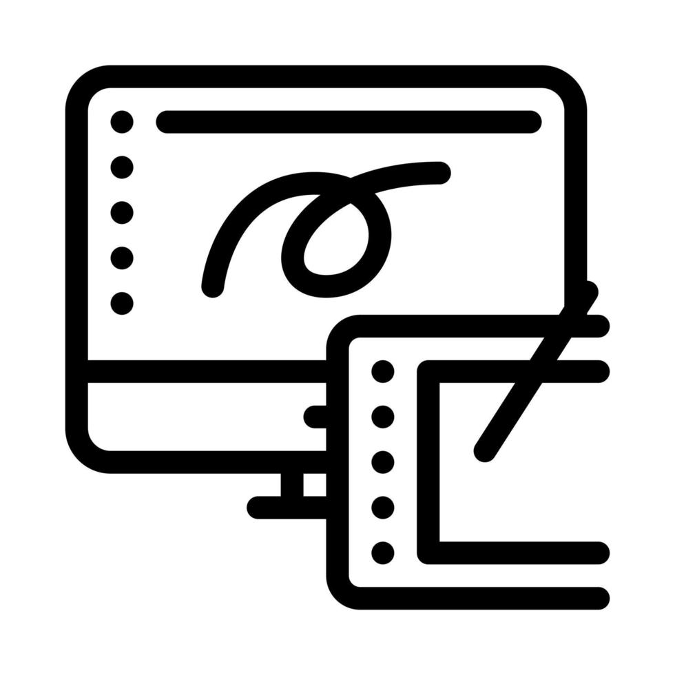 drawing design tablet and computer screen icon vector outline illustration