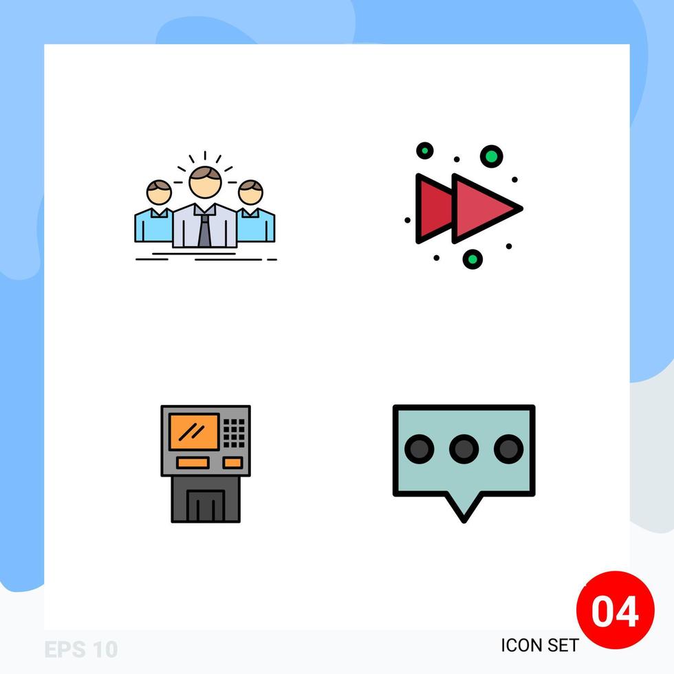 Group of 4 Filledline Flat Colors Signs and Symbols for business bankomat entrepreneur forward cashpoint Editable Vector Design Elements