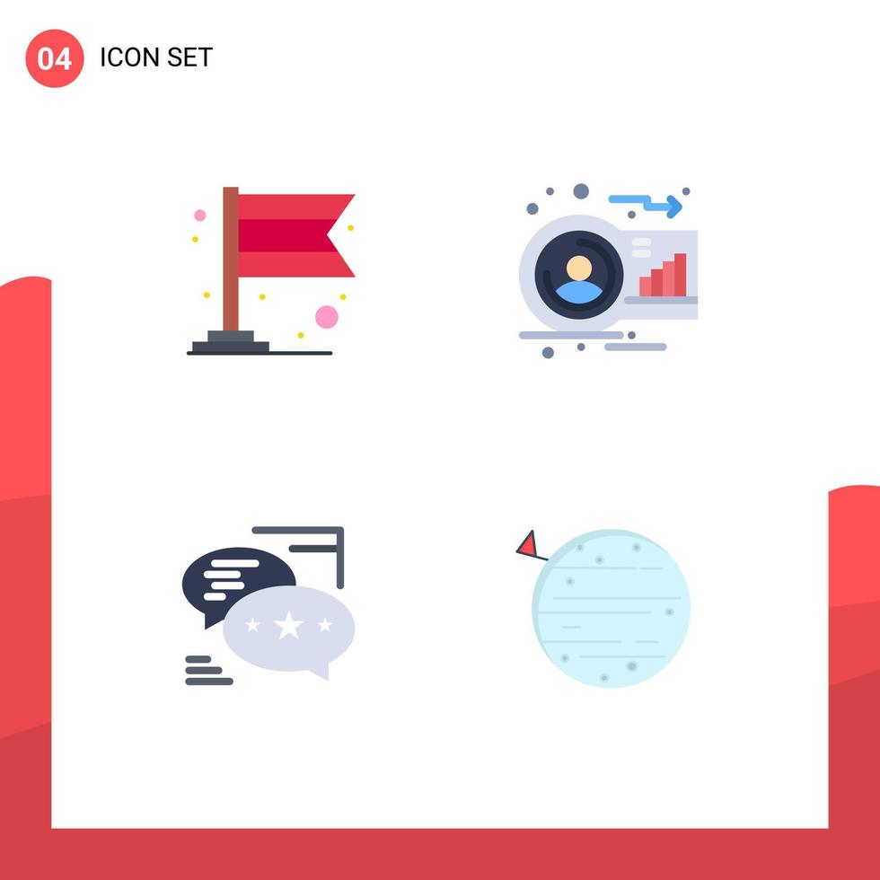 Pack of 4 Modern Flat Icons Signs and Symbols for Web Print Media such as banner communication analysis human messages Editable Vector Design Elements