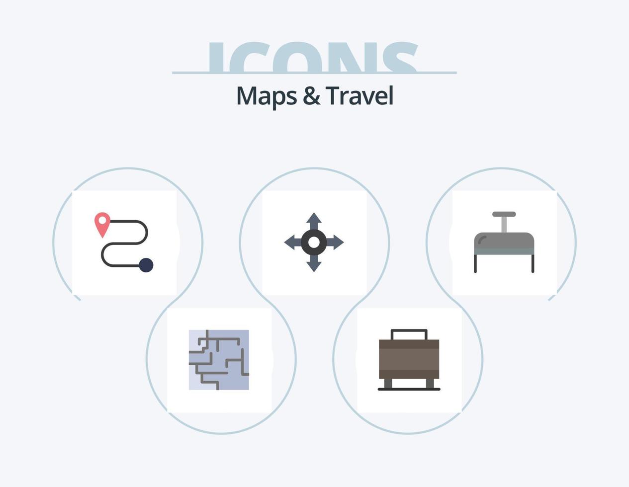 Maps and Travel Flat Icon Pack 5 Icon Design. . bag. vector