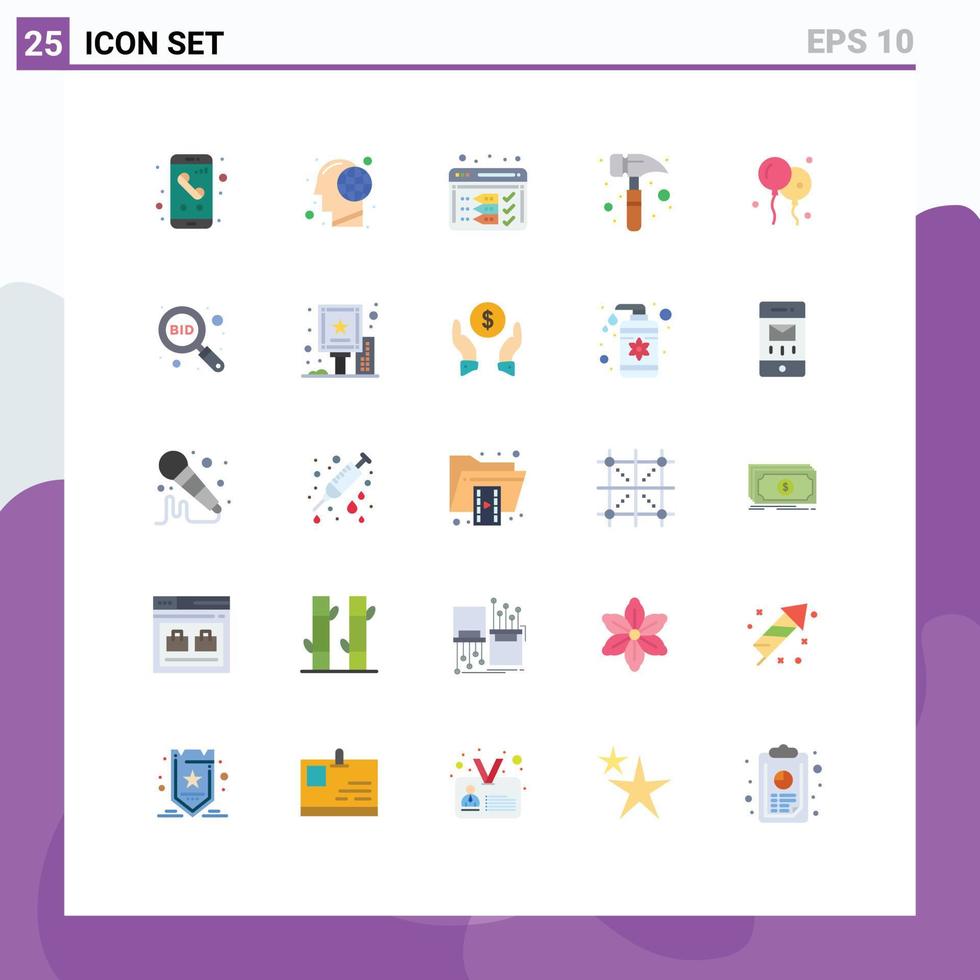 25 Creative Icons Modern Signs and Symbols of bloon hammer human claw hammer optimize Editable Vector Design Elements