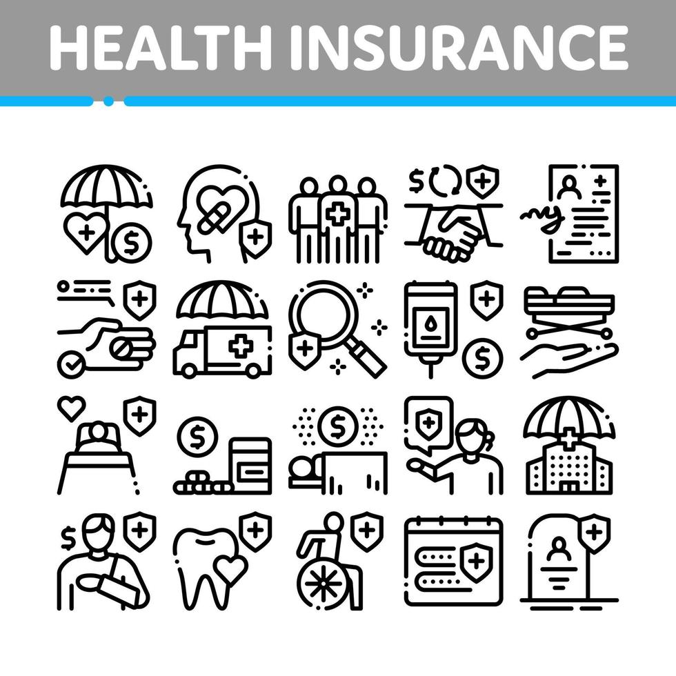 Health Insurance Care Collection Icons Set Vector