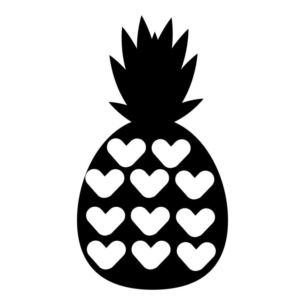 vector de dibujos animados de icono de piña de corazón. fruta tropical
