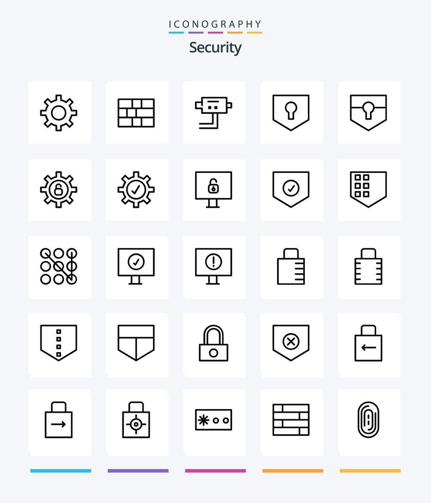 Creative Security 25 OutLine icon pack  Such As lock. settings. security. security. shield vector