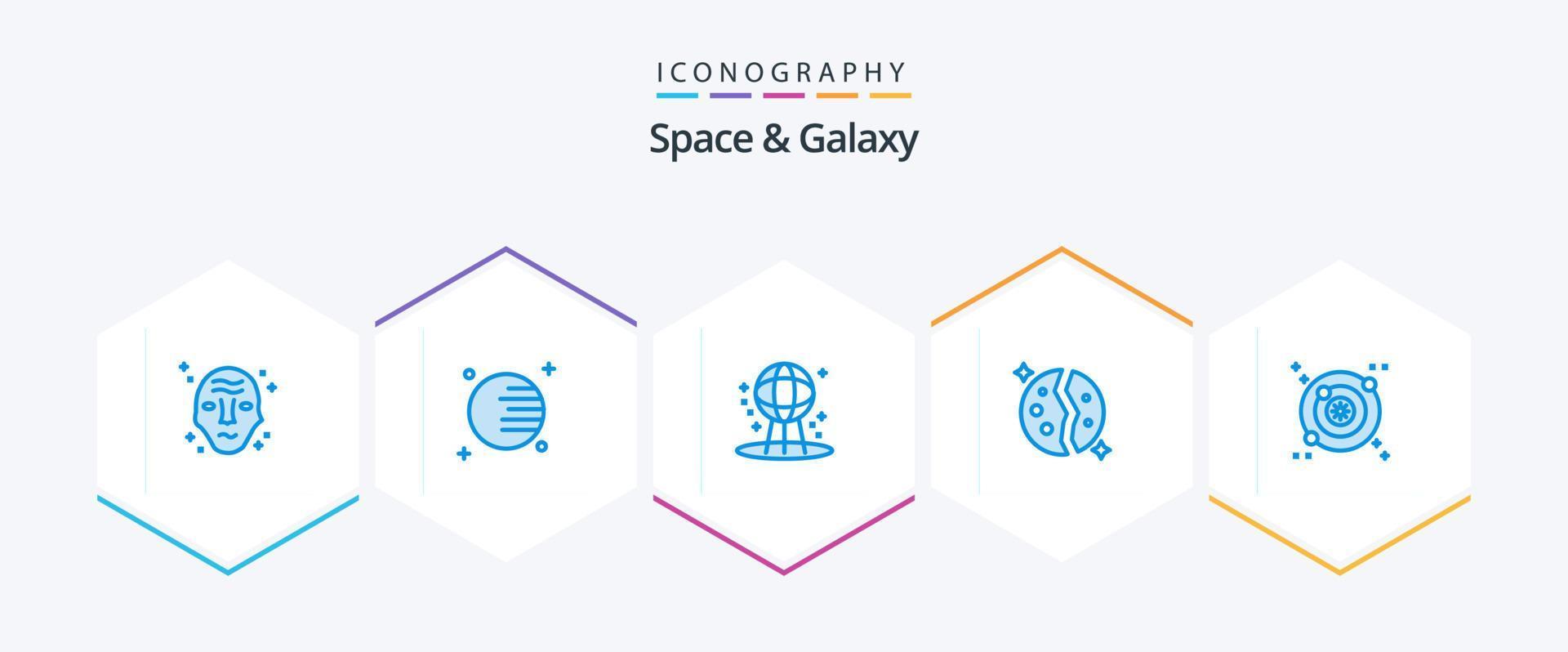 paquete de iconos azules space and galaxy 25 que incluye galaxy. planeta. astronomía. galaxia. astronomía vector