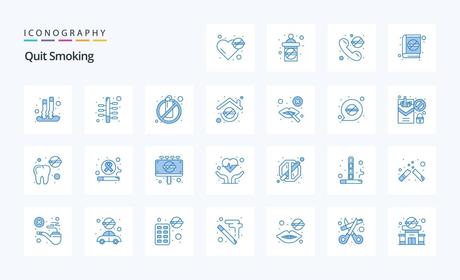 25 Quit Smoking Blue icon pack vector