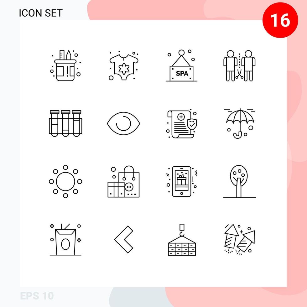 Group of 16 Outlines Signs and Symbols for tube shared sign people knowledge Editable Vector Design Elements