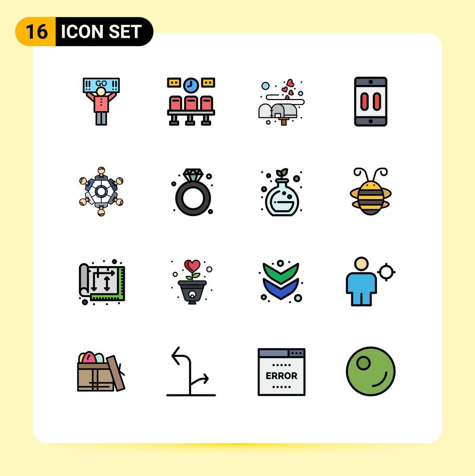 paquete de iconos de vectores de stock de 16 signos y símbolos de línea para dispositivos de caja móvil de cooperación elementos de diseño de vectores creativos editables para teléfonos móviles