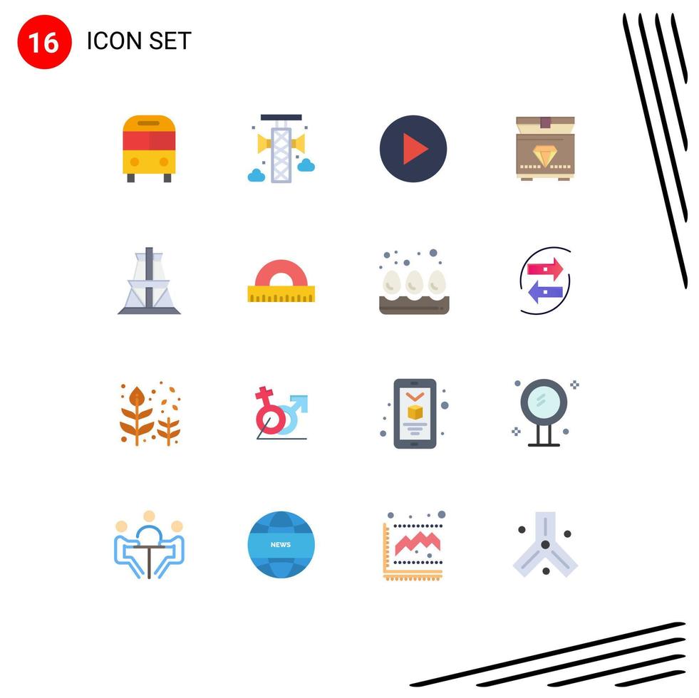 16 Universal Flat Colors Set for Web and Mobile Applications transmission tower energy loudspeaker electrical chest Editable Pack of Creative Vector Design Elements