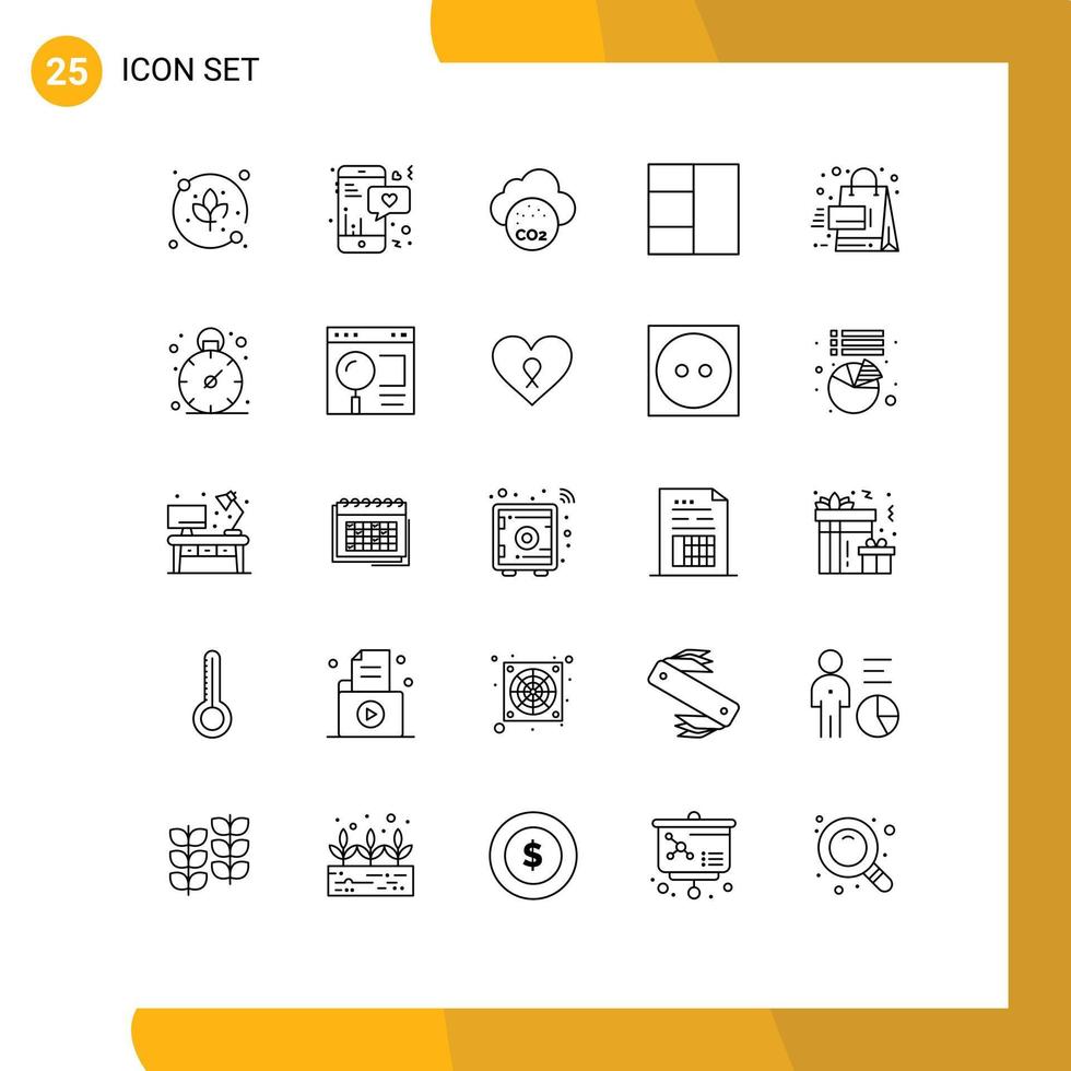 25 Creative Icons Modern Signs and Symbols of business sales carbone dioxide promotion wireframe Editable Vector Design Elements