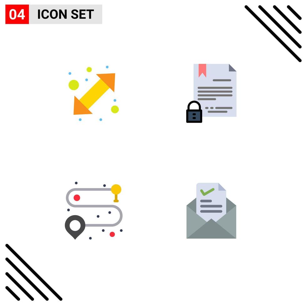 Group of 4 Modern Flat Icons Set for arrow point up down digital route Editable Vector Design Elements