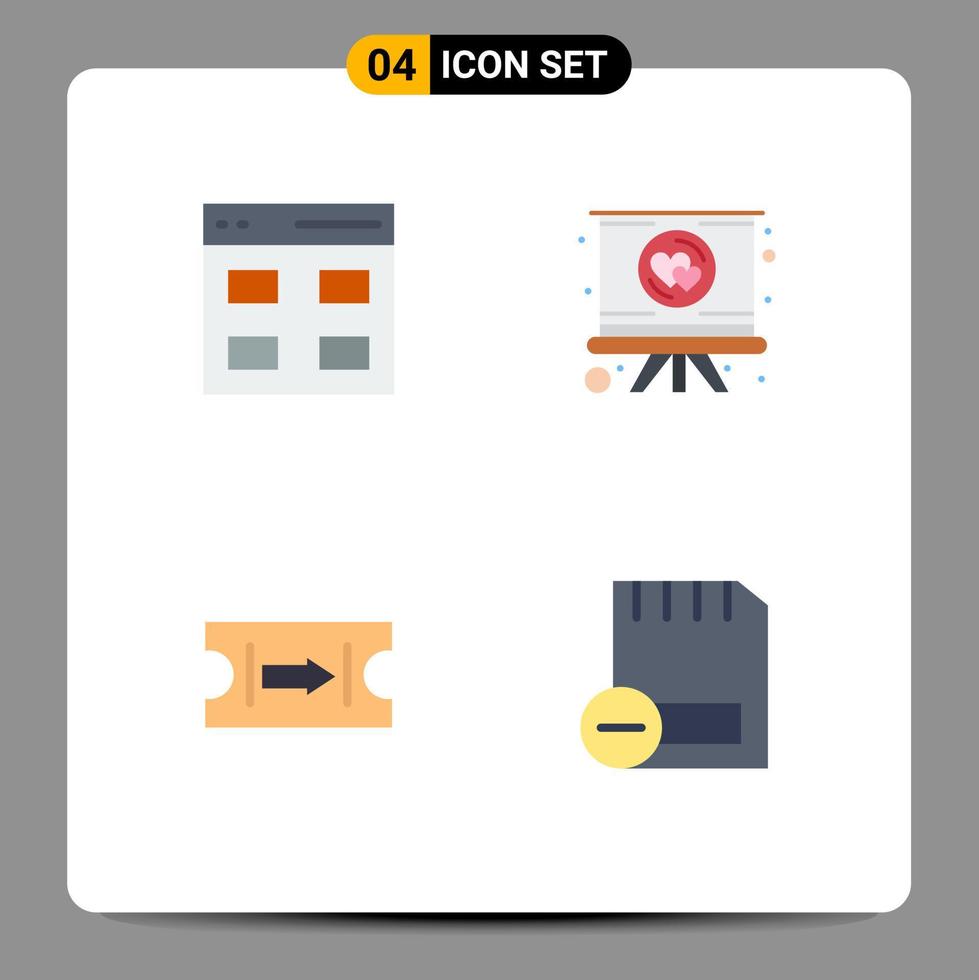 Pack of 4 creative Flat Icons of communication arrow user presentation card Editable Vector Design Elements