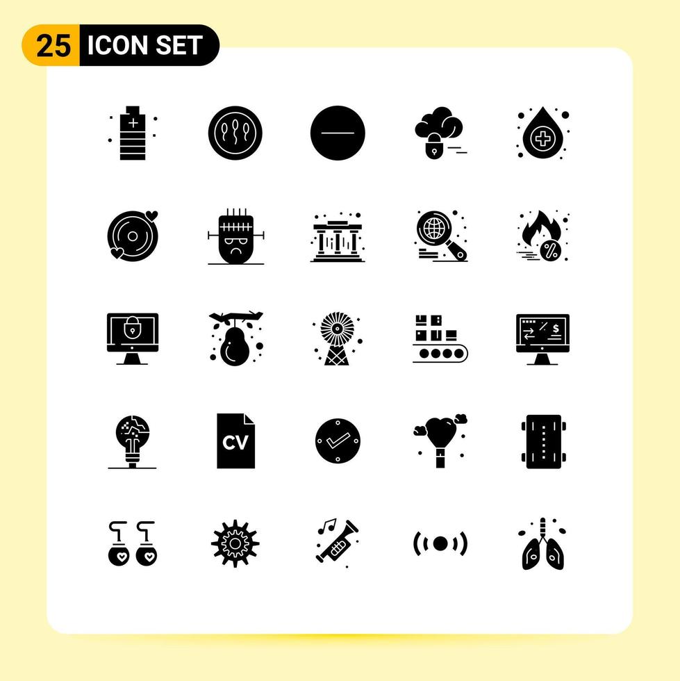Set of 25 Modern UI Icons Symbols Signs for pharmacy antidote sperm server cloud Editable Vector Design Elements