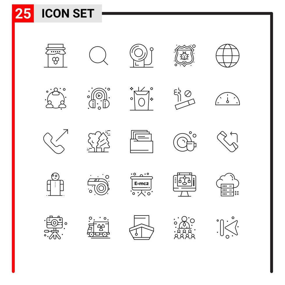 Set of 25 Vector Lines on Grid for education security max protect antivirus Editable Vector Design Elements