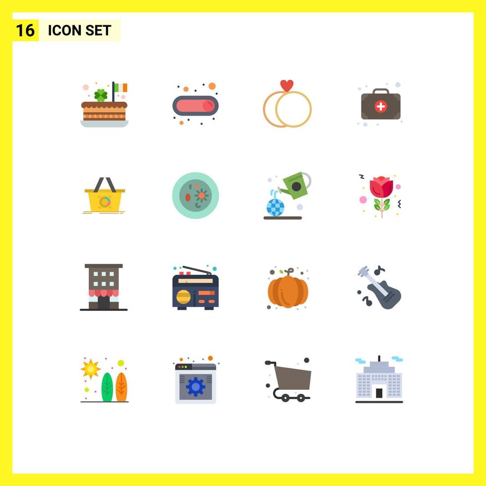 Set of 16 Modern UI Icons Symbols Signs for shopping add to cart marriage cart add Editable Pack of Creative Vector Design Elements