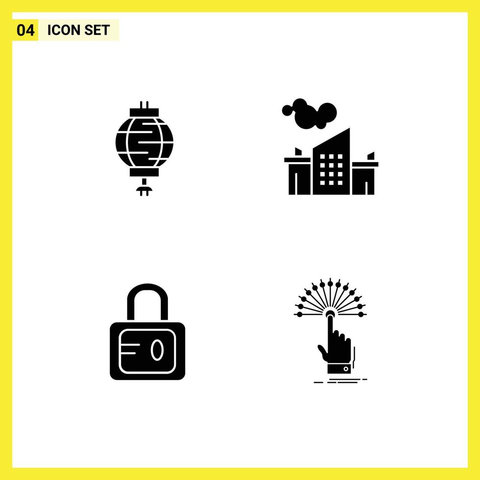 Thematic Vector Solid Glyphs and Editable Symbols of lantern school decoration landscape reach Editable Vector Design Elements