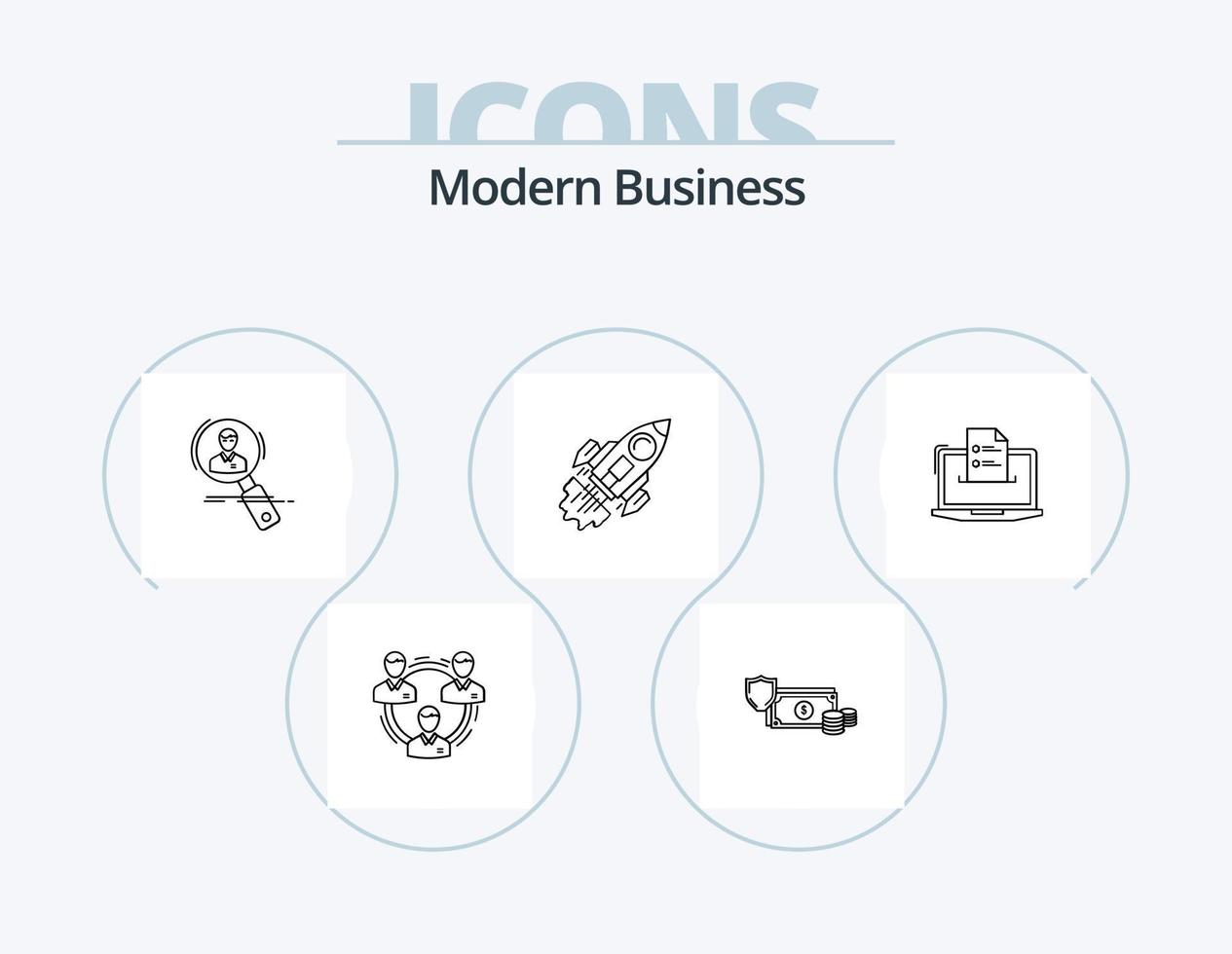 Modern Business Line Icon Pack 5 Icon Design. data. analytics. analytics. audit. marketing vector