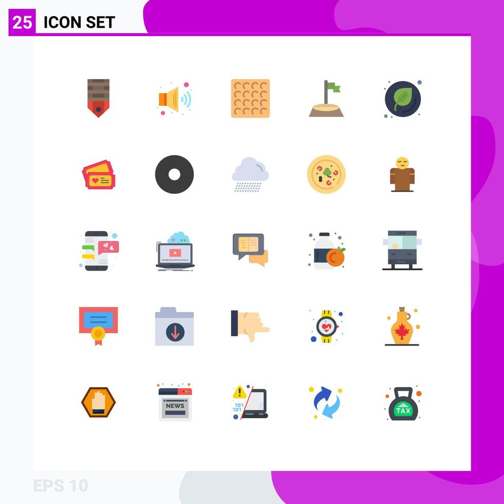 Pack of 25 Modern Flat Colors Signs and Symbols for Web Print Media such as school education cookie sport flag Editable Vector Design Elements