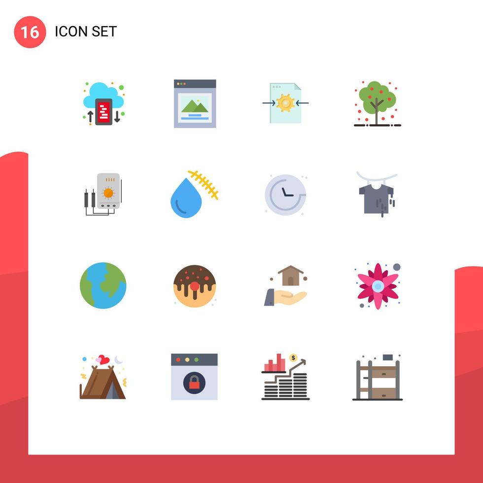 16 iconos creativos signos y símbolos modernos de vatio voltímetro engranaje planta árbol paquete editable de elementos de diseño de vectores creativos