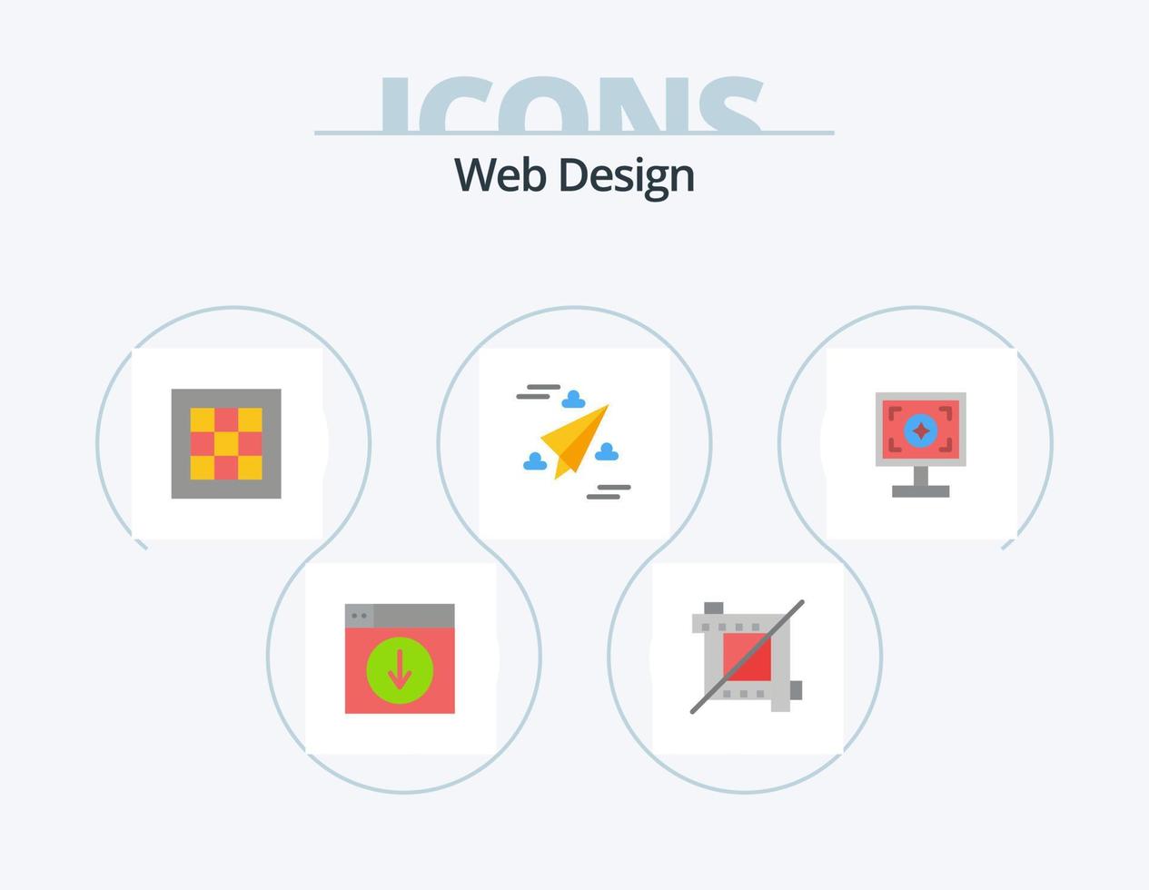 diseño web paquete de iconos planos 5 diseño de iconos. marca. papel. red. diseño. software vector